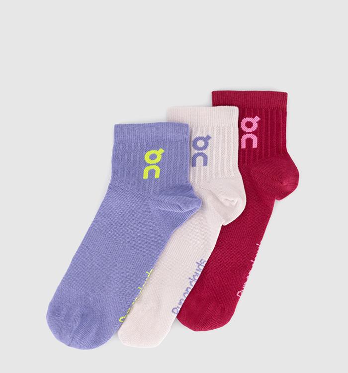 ON Logo Sock Mid 3 Pack Orchid Comet