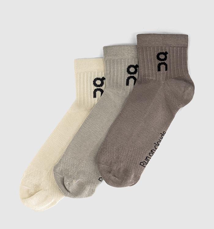 On Logo Socks Mid 3 Pack Hare Brume
