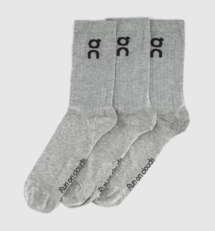 ON Logo Socks High 3 Pack Heather Grey