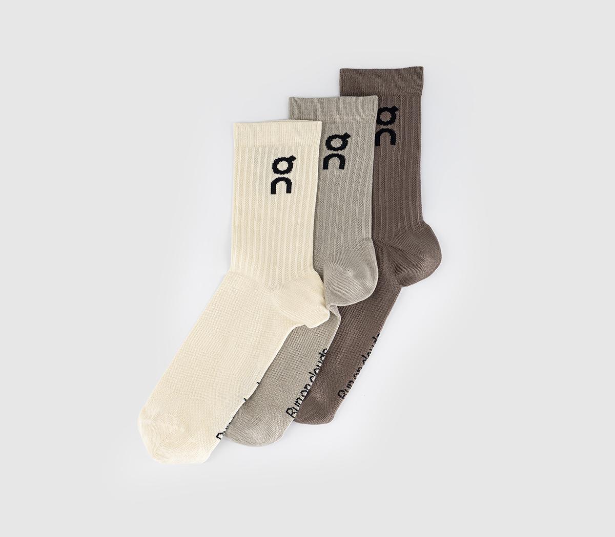 On Logo Sock High 3 Pack Socks Hare Brume  Brown in   Size S, Office Shoes