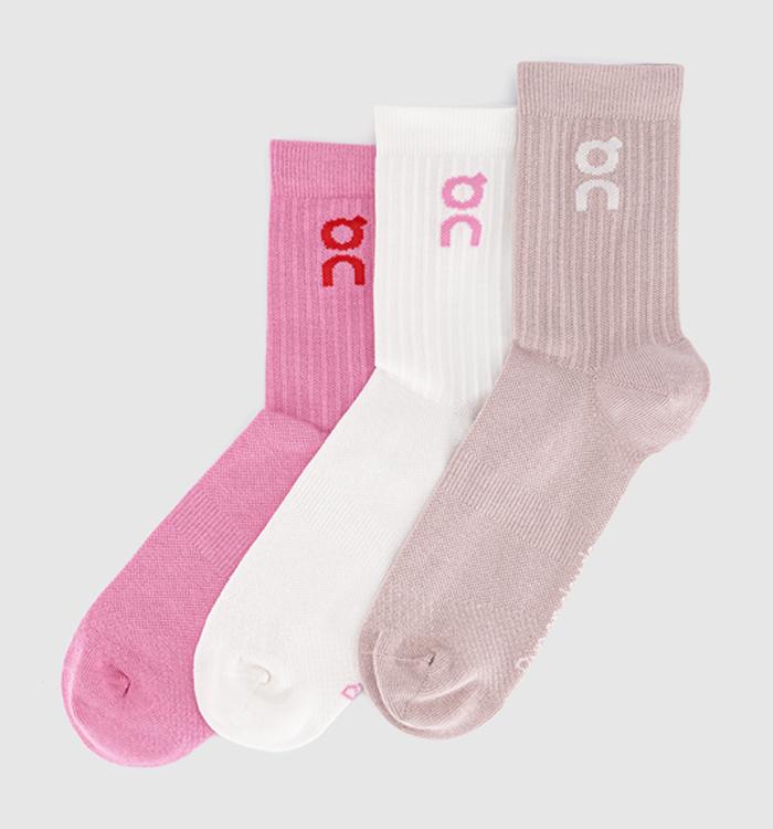On Logo Socks High 3 Pack Mauve Raspberry