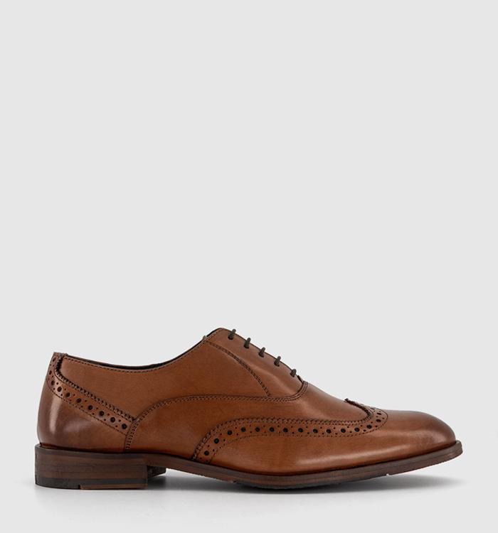 OFFICE Mentor Oxford Brogue Shoes Tan Leather
