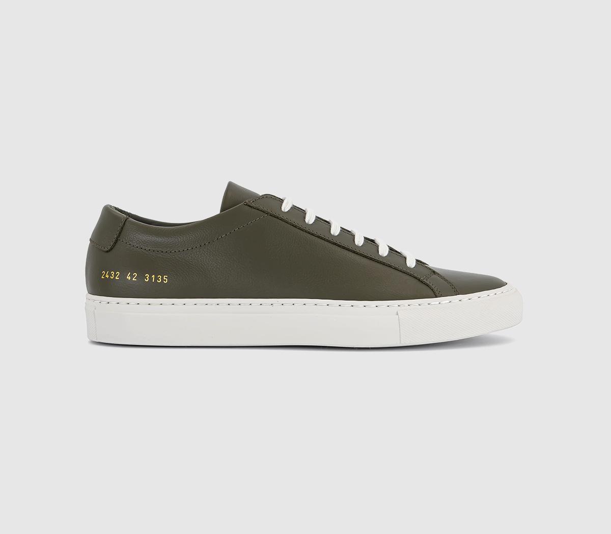 Common Projects Mens Achilles Contrast Bumpy Trainers Moss In Brown, 7