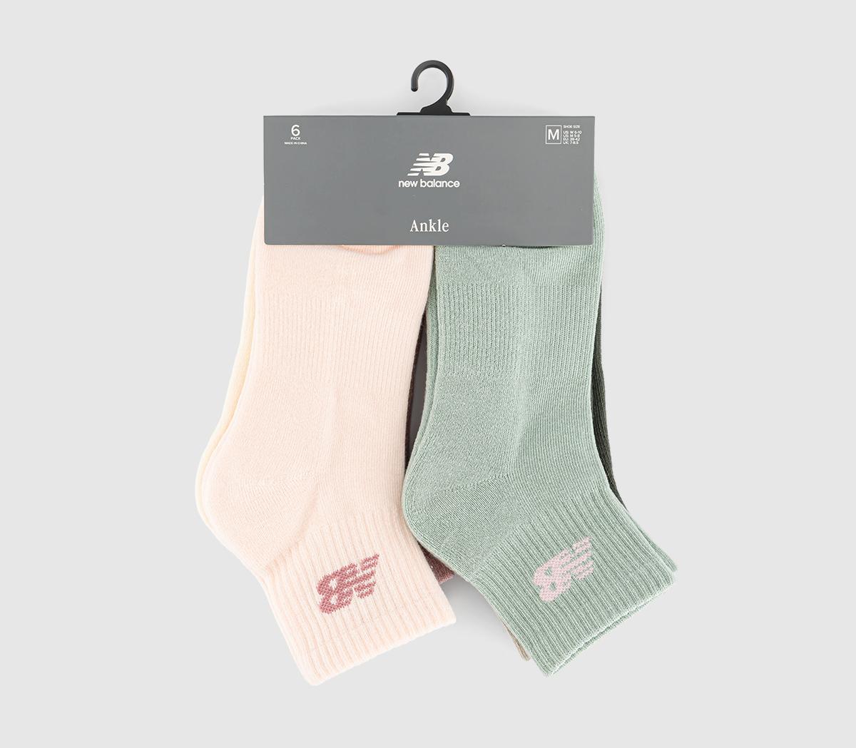 New Balance SocksNb Everyday Ankle Socks 6 PackPink Green Multi