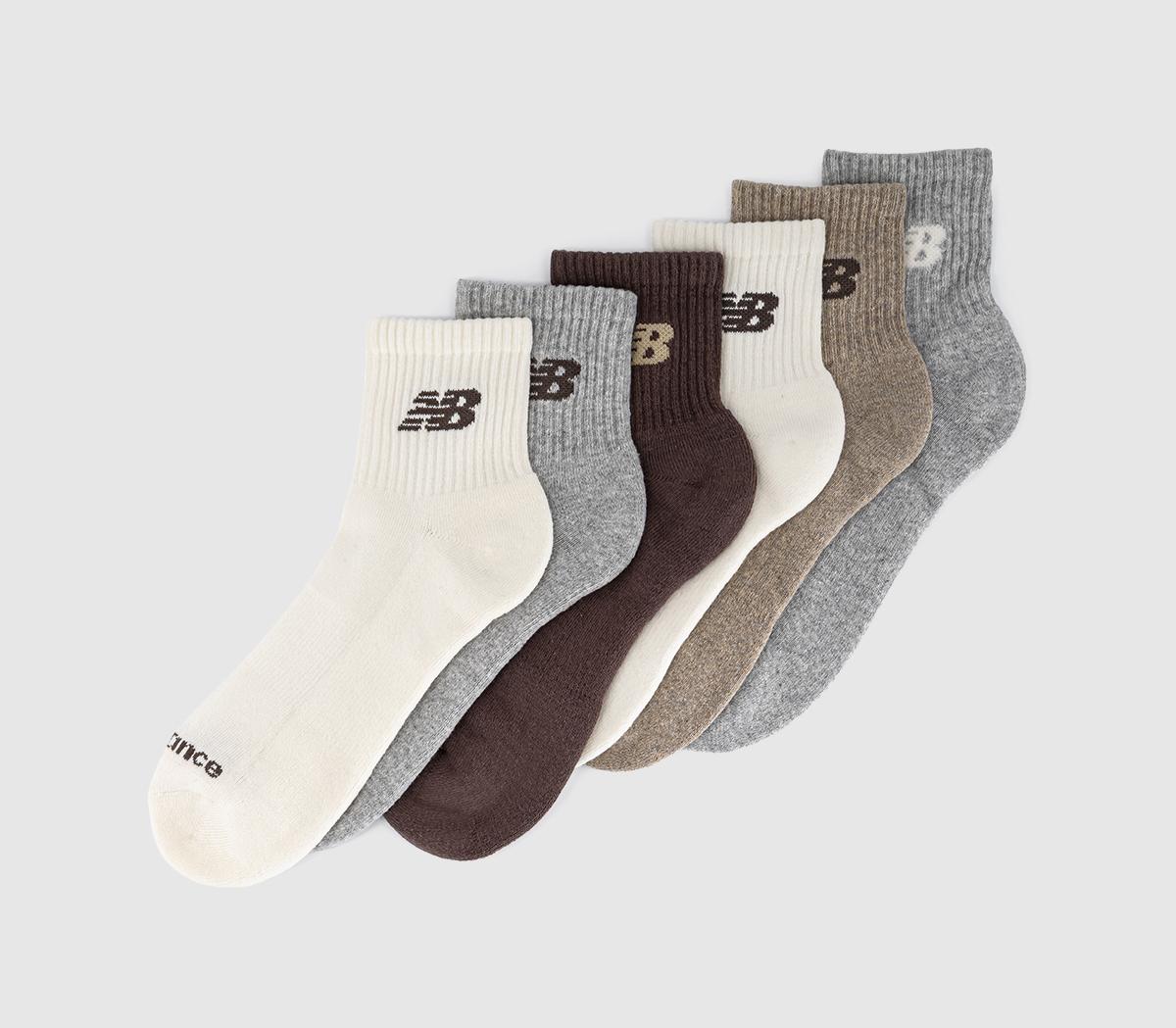 New Balance SocksNb Everyday Ankle Socks 6 PackSea Salt Stone Grey Chocolate