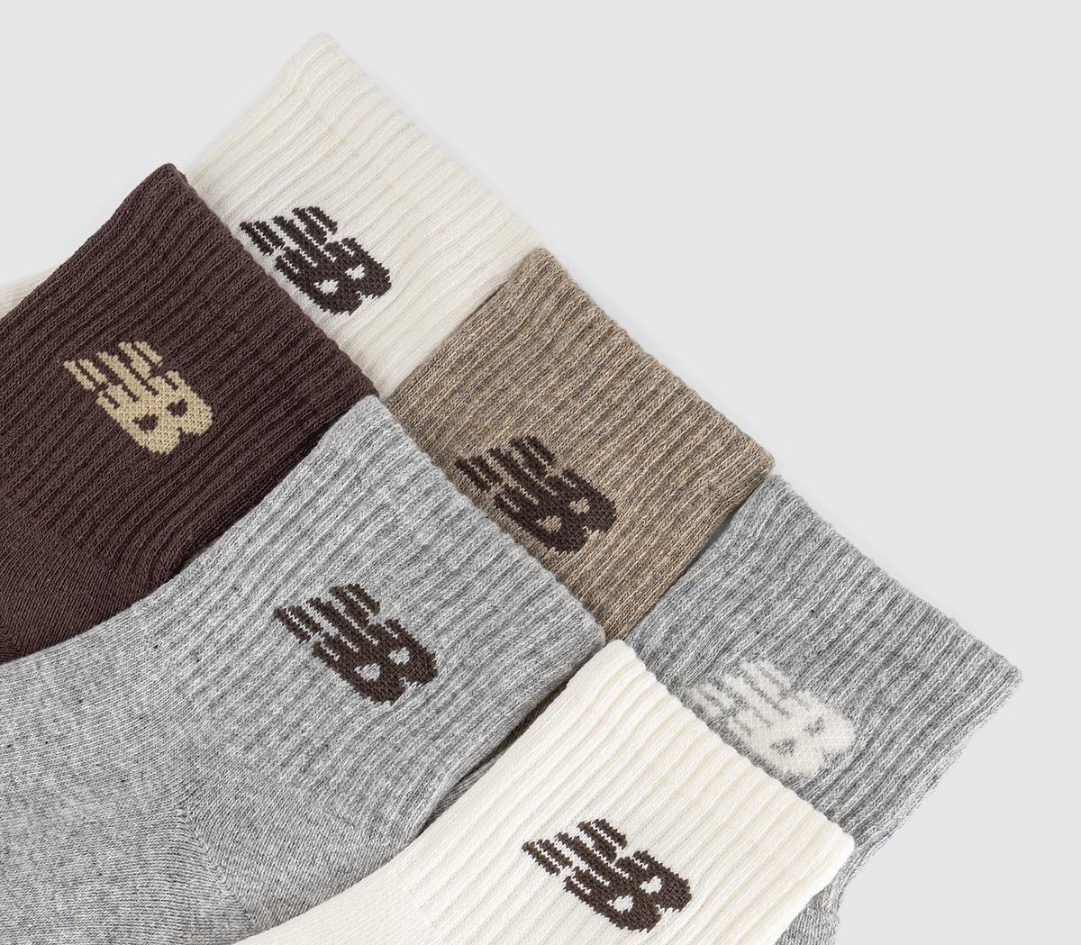 New Balance SocksNb Everyday Ankle Socks 6 PackSea Salt Stone Grey Chocolate