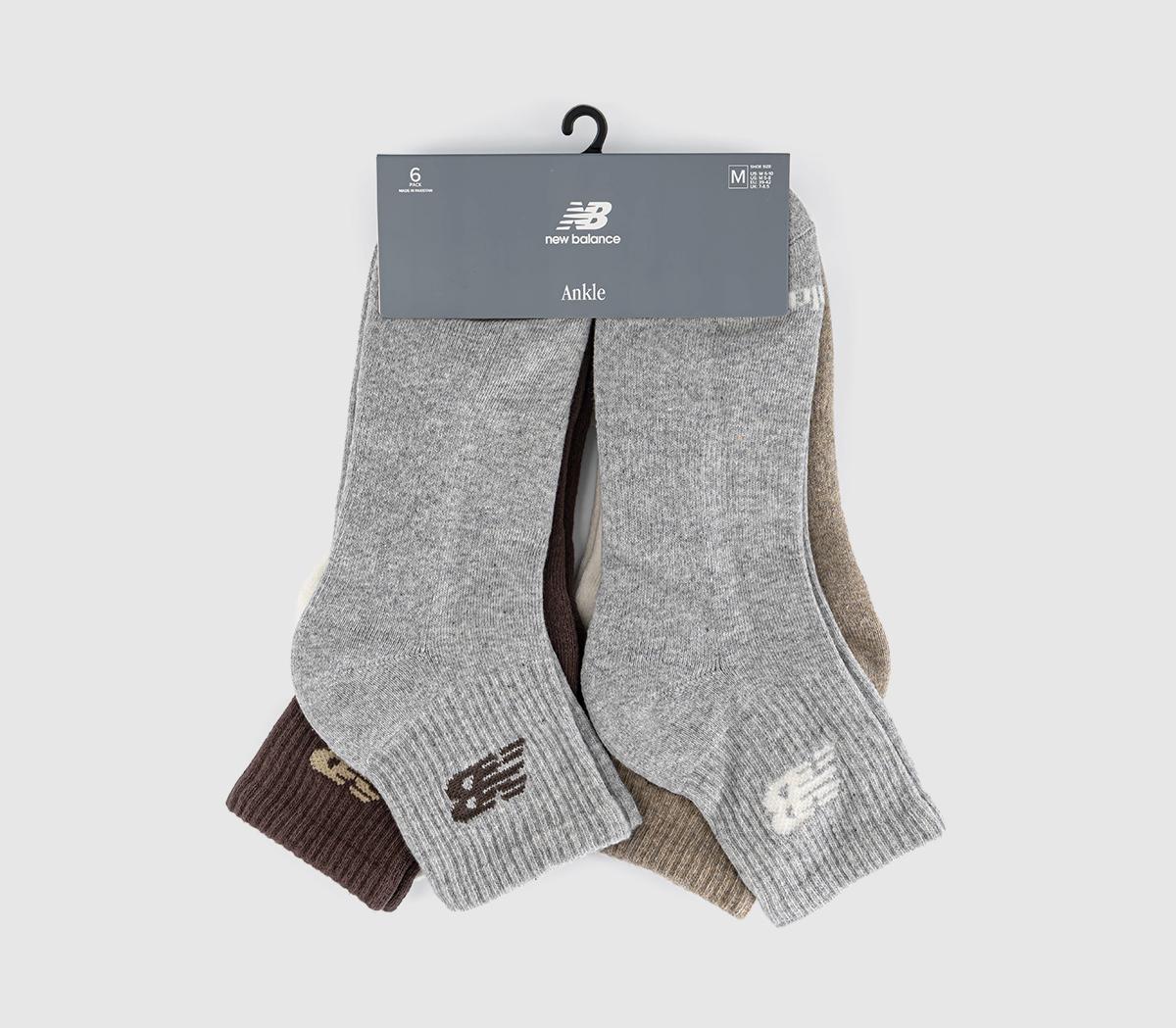 New Balance SocksNb Everyday Ankle Socks 6 PackSea Salt Stone Grey Chocolate