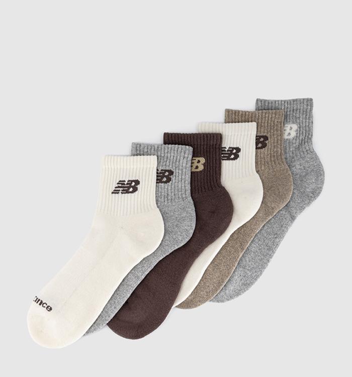 New Balance Socks Nb Everyday Ankle Socks 6 Pack Sea Salt Stone Grey Chocolate