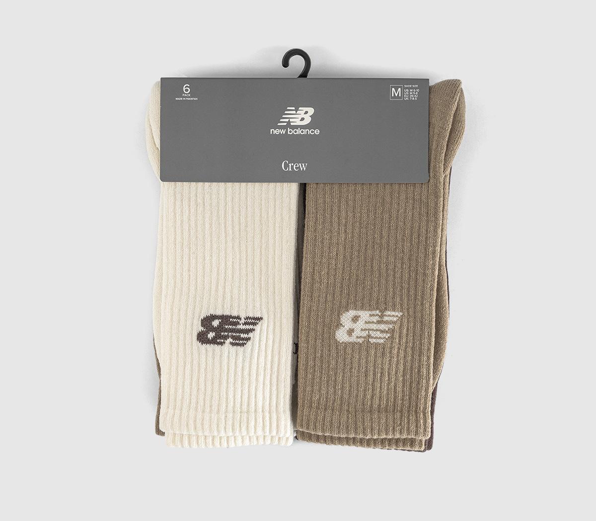 New Balance SocksNB Everyday Crew 6 Pack SocksBrown Oat Sea Salt