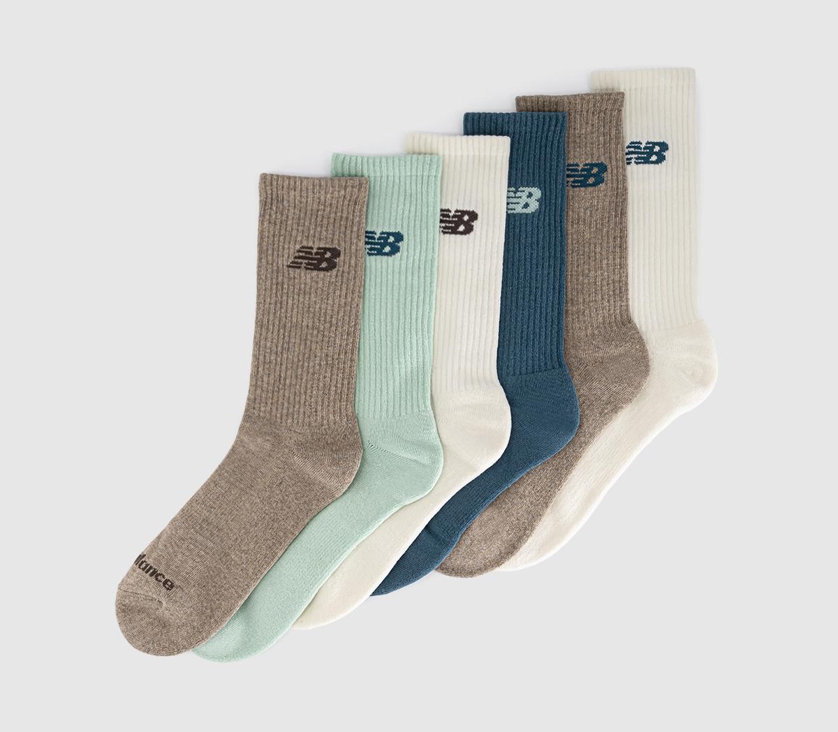 New Balance Socks Socks Nb Everyday Crew 6 Pack Socks Teal Stoneware Sea Salt Jade In  Green in  Size L, Offspring