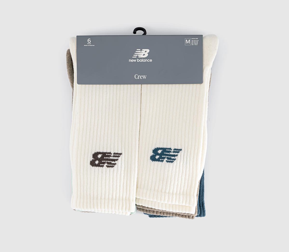 New Balance SocksNB Everyday Crew 6 Pack SocksTeal Stoneware Sea Salt Jade