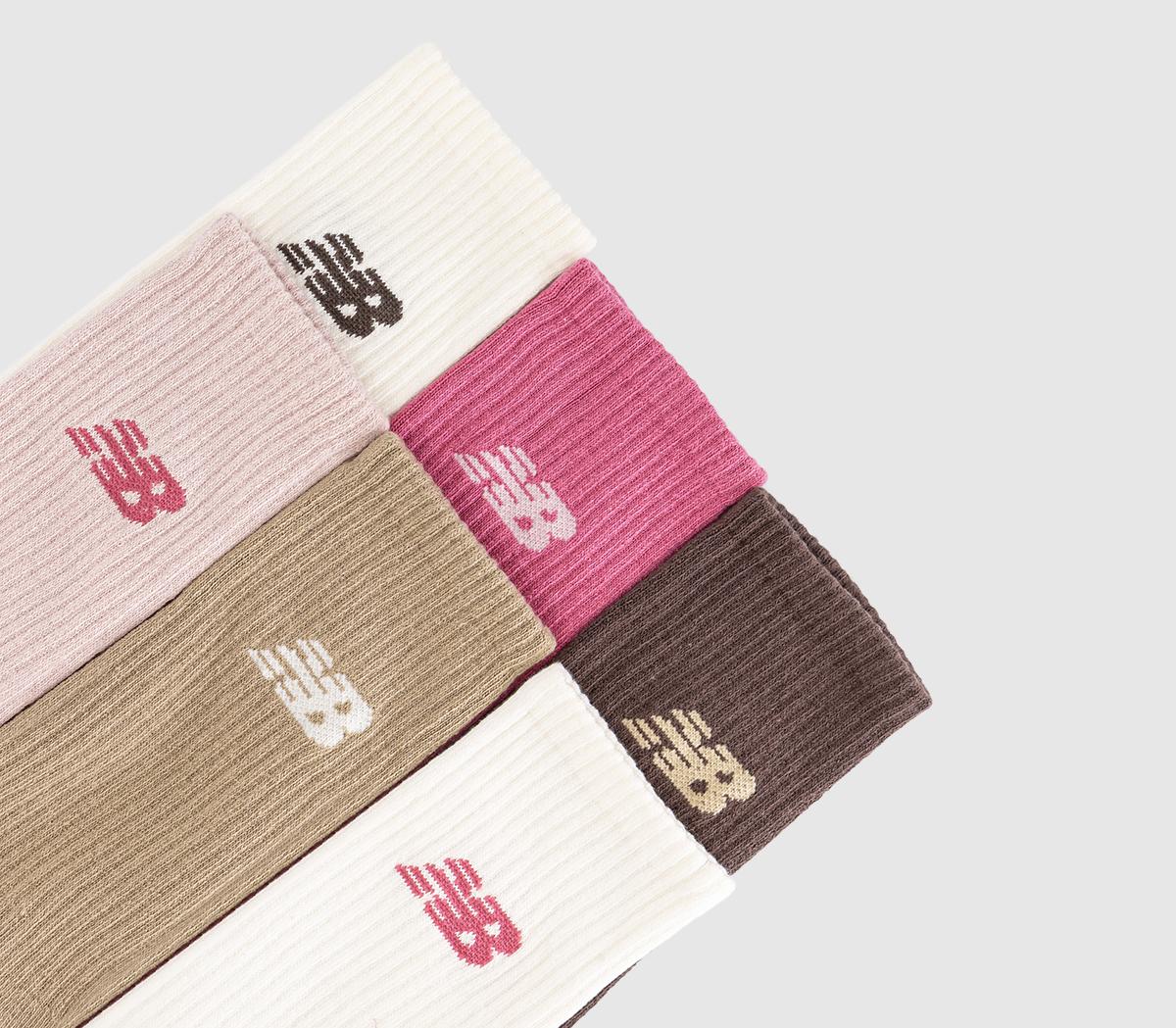 New Balance SocksNB Everyday Crew 6 Pack SocksPink Satin Stone Chocolate
