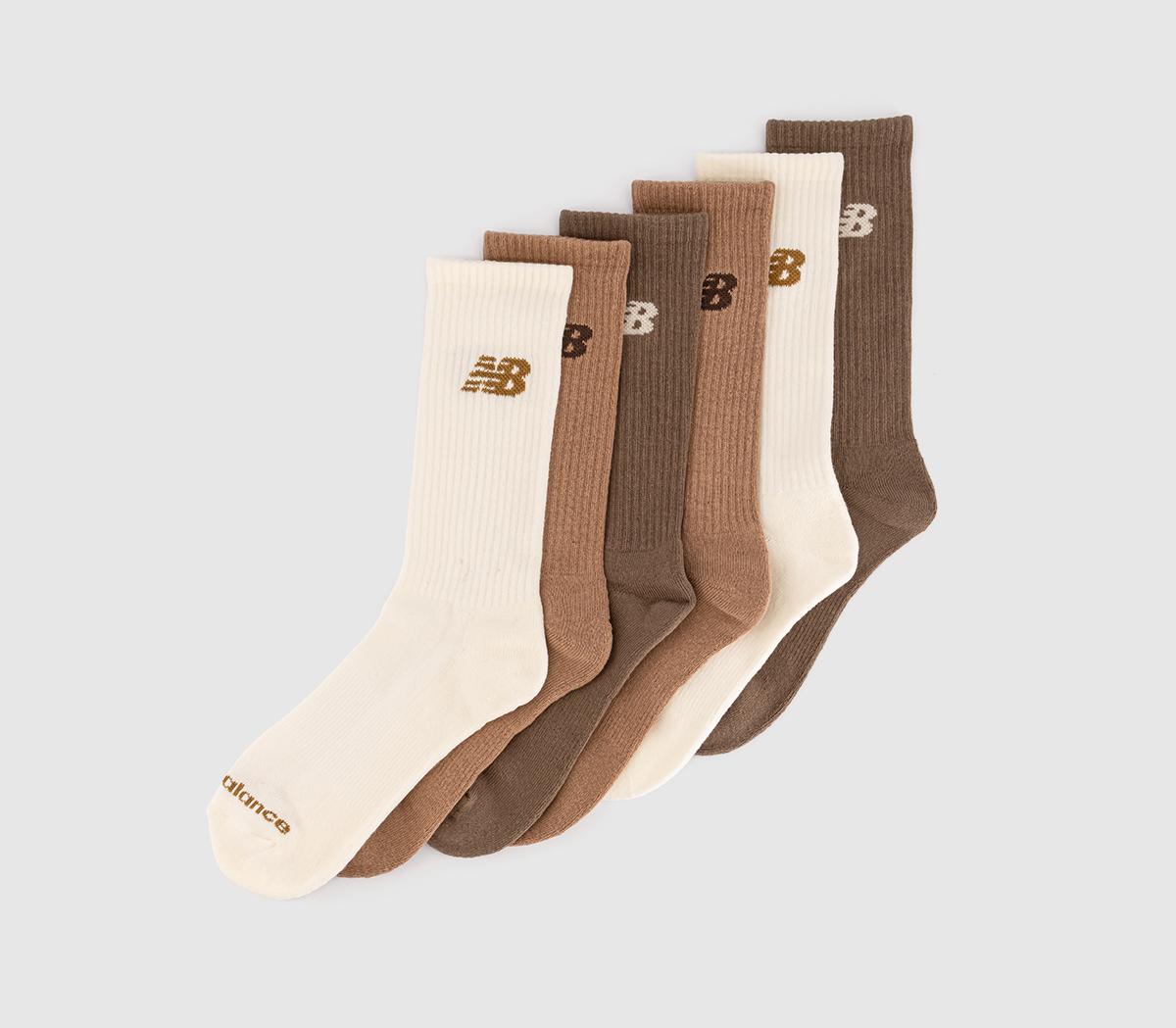 New Balance Socks Everyday Crew 6 Pack Neutral Multi Natural, M