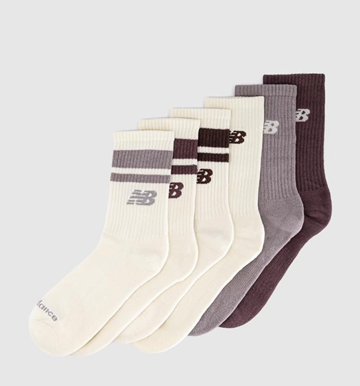 New Balance Socks NB Everyday Crew 6 Pack Cream Fast Track Truffle Salt Pumpernickel