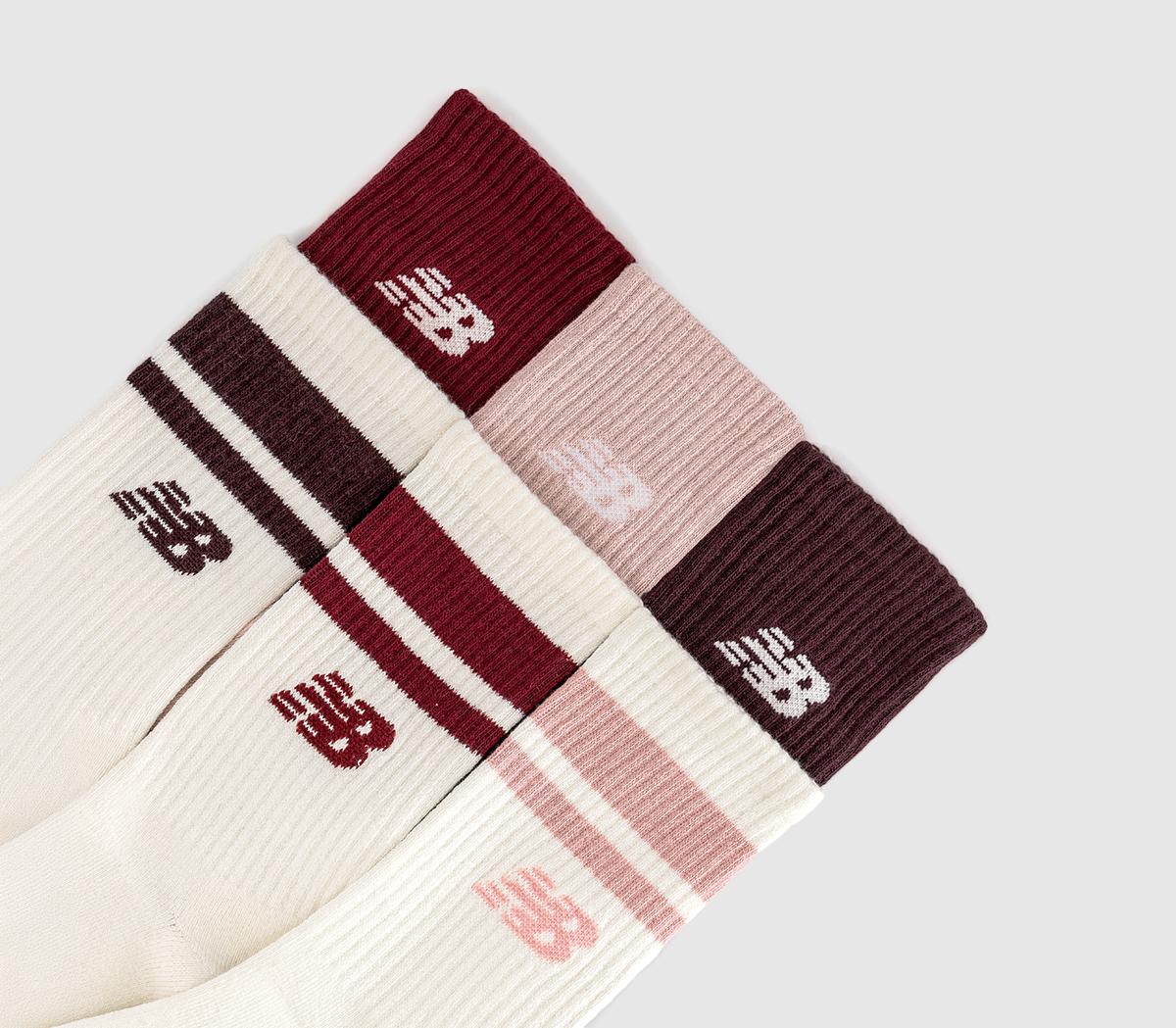 New Balance SocksNb Everyday Crew 6 PackCream Podium Red Pink Chalk Cherry Leather