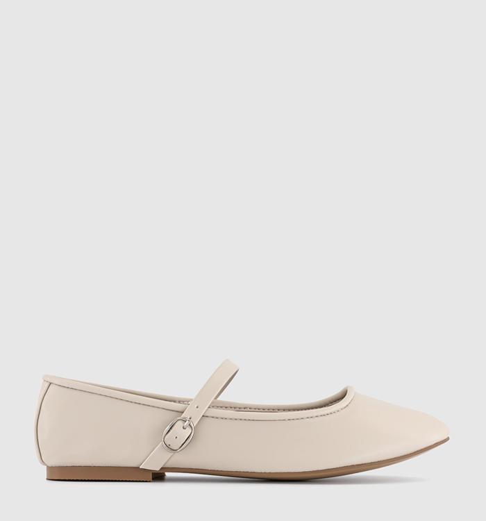 OFFICE Floral High Vamp Mary Jane Ballet Pumps White