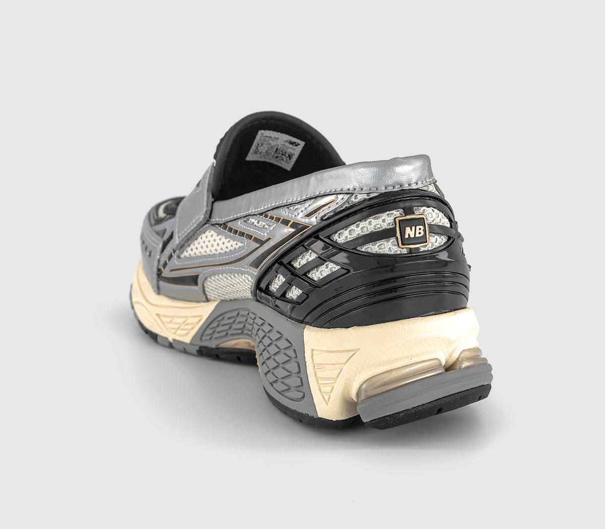 スローガン New Balance 1906 Loafers Silver Metallic Black - Women's Flats