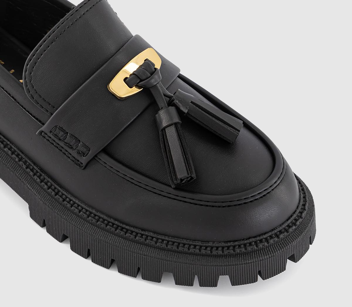 OFFICEFlash Gold Trim Chunky Loafers OFFICEFlash Gold Trim Chunky LoafersBlack Pu