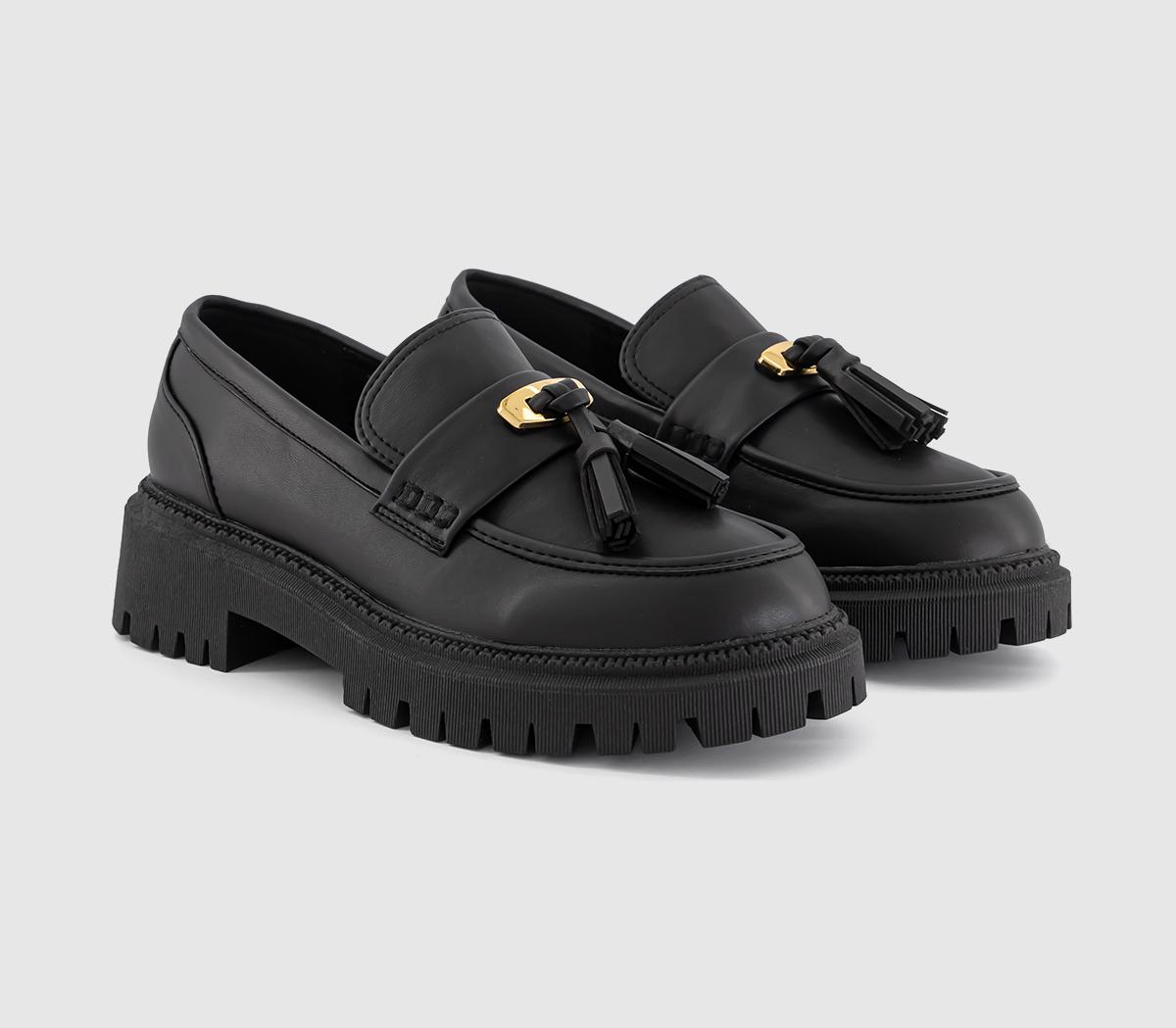OFFICEFlash Gold Trim Chunky Loafers OFFICEFlash Gold Trim Chunky LoafersBlack Pu