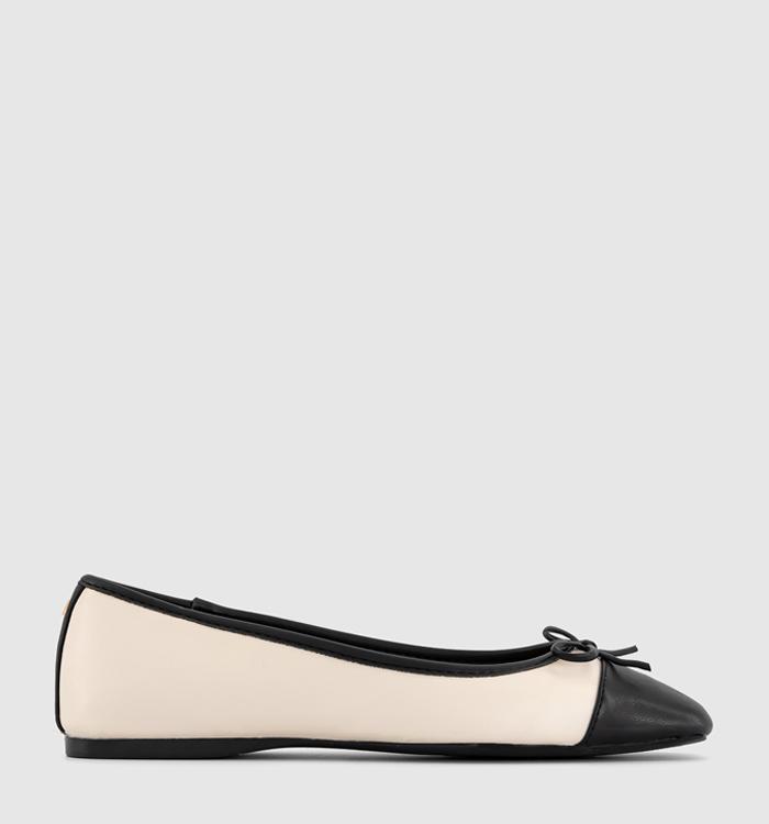OFFICE Frolic Square Toe Toecap Ballet Pumps White Black