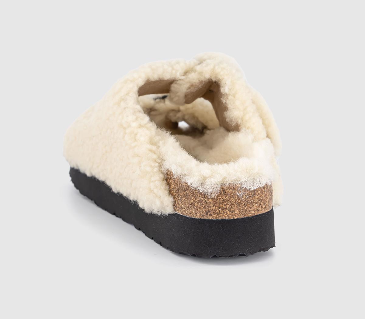 BIRKENSTOCKArizona Big Buckle Platform Fur SandalsEggshell