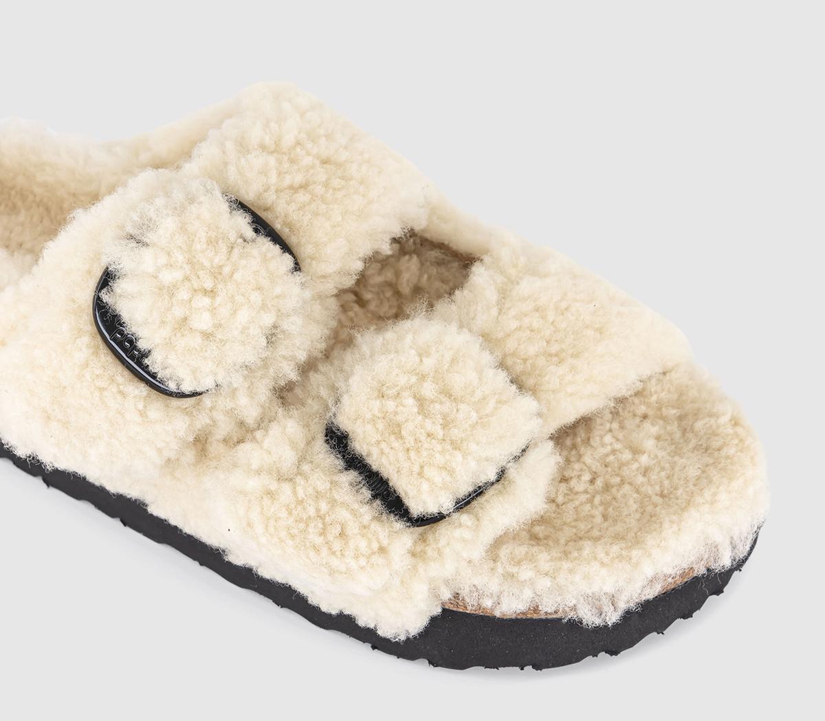 BIRKENSTOCKArizona Big Buckle Platform Fur SandalsEggshell
