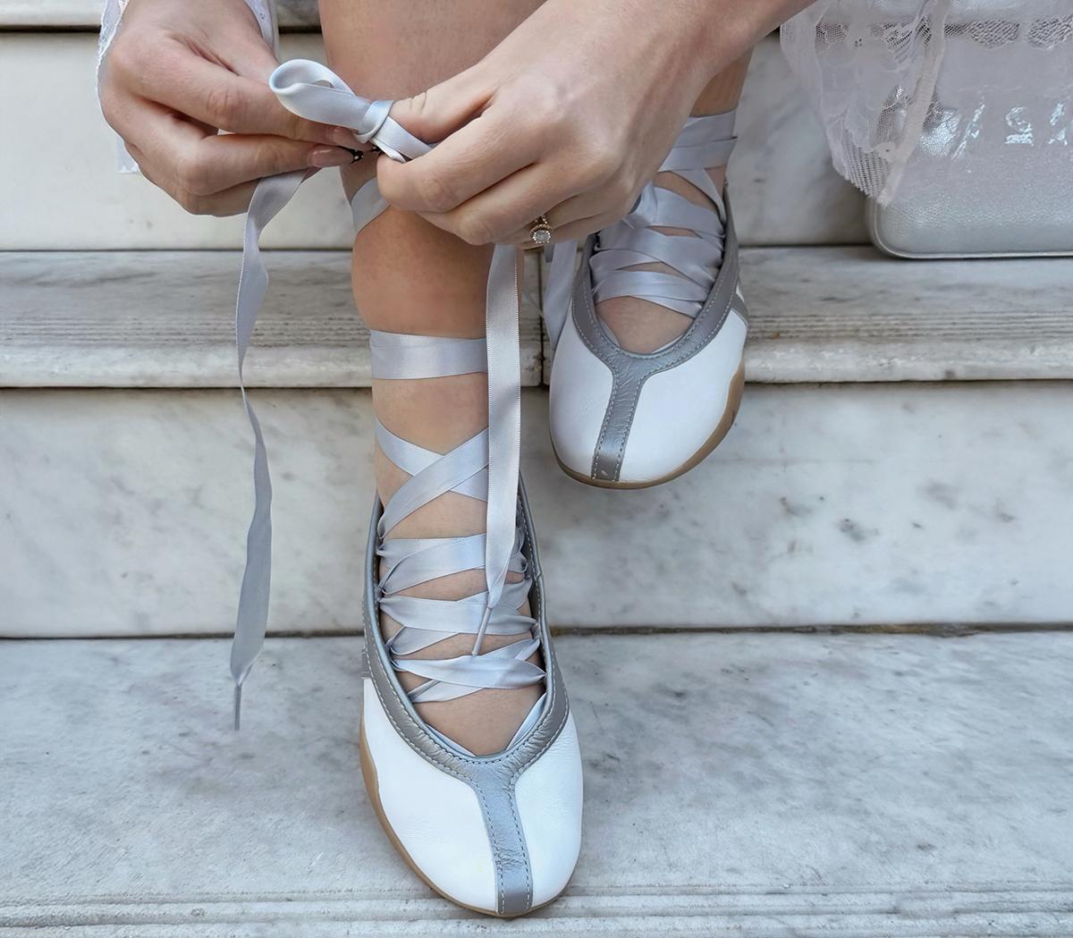 adidasTaekwondo Mei Ballet ShoesWhite Silver Metallic Gum