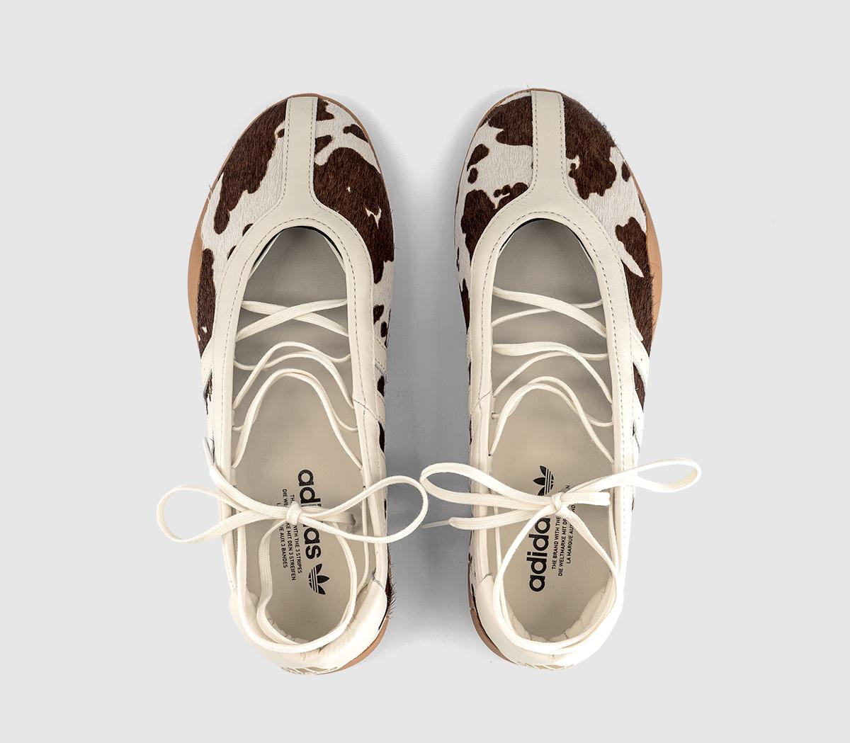 adidasTaekwondo Mei Ballet PumpsCow Print Aurora Coffee White Gum