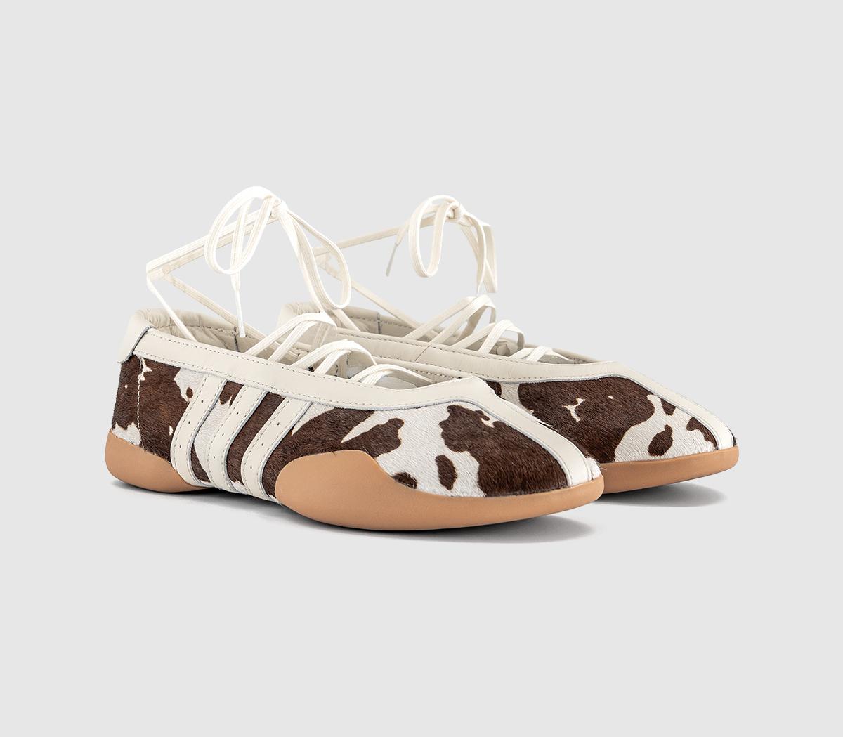 adidasTaekwondo Mei Ballet PumpsCow Print Aurora Coffee White Gum