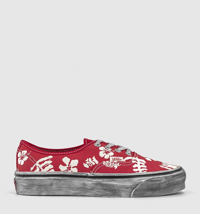 Vans LX Authentic 44 Trainers Red White Flower