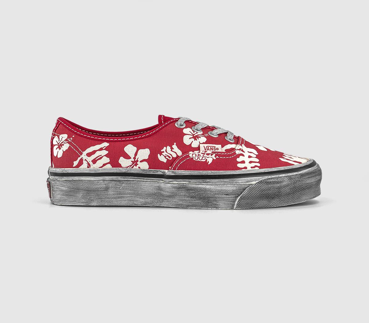 Vans LX Authentic 44 Trainers Red White Flower - Men's Trainers