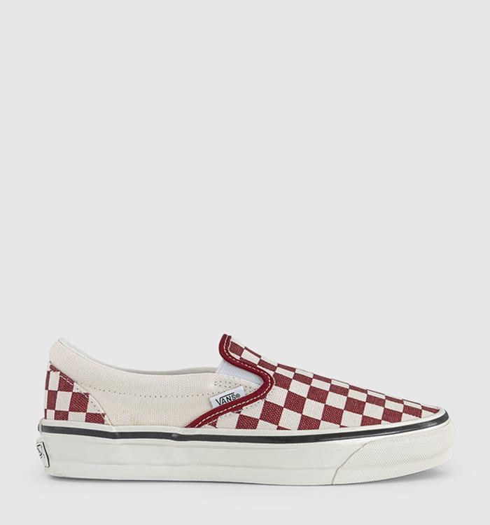 Vans Lx Classic Slip On 98 Trainers Checkerboard Poppy Ember Red