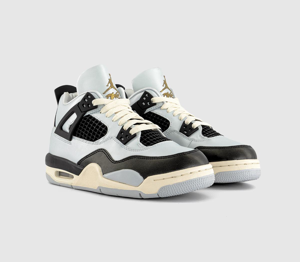 JordanAir Jordan 4 Retro Uni GS TrainersPure Platinum Metallic Gold