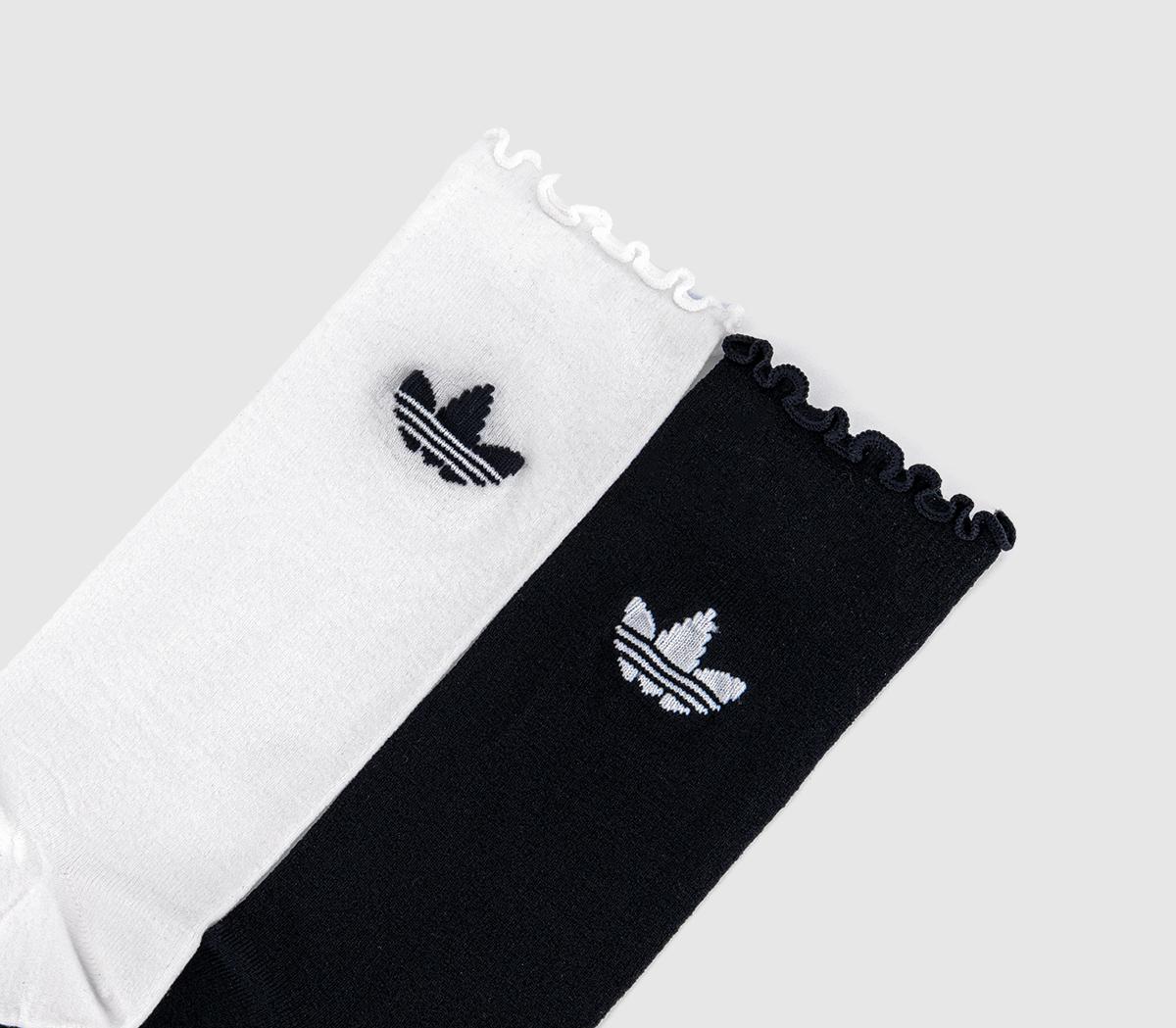 adidasRuffle Crew 2 Pack Socks adidasRuffle Crew 2 Pack SocksWhite Black