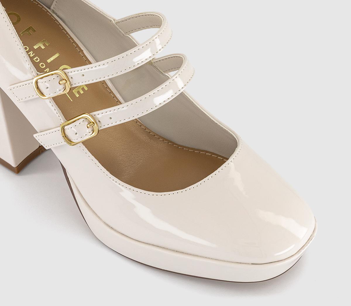 OFFICE Heroic Double Strap Mary Jane Platform Heels OFFICE Heroic Double Strap Mary Jane Platform Heels Cream Patent