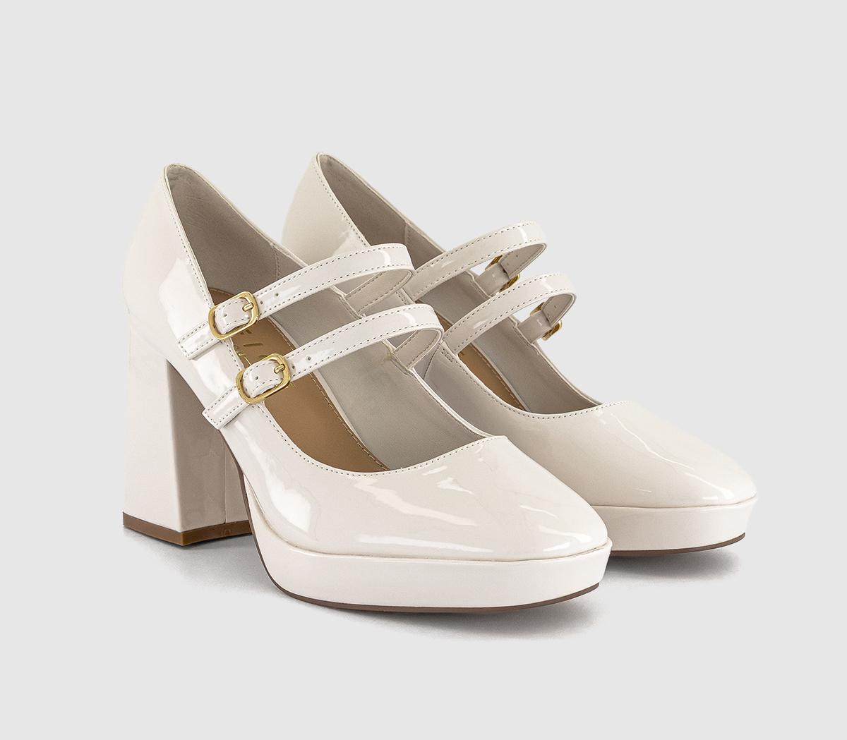 OFFICE Heroic Double Strap Mary Jane Platform Heels OFFICE Heroic Double Strap Mary Jane Platform Heels Cream Patent