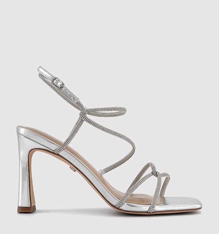 OFFICE Hero Strappy Heeled Sandals Silver Embellished
