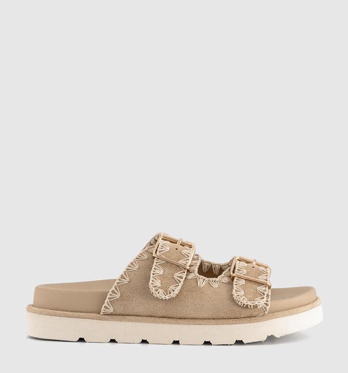 OFFICE Sahara Whipstitch Double Buckle Footbed Sandals Sand