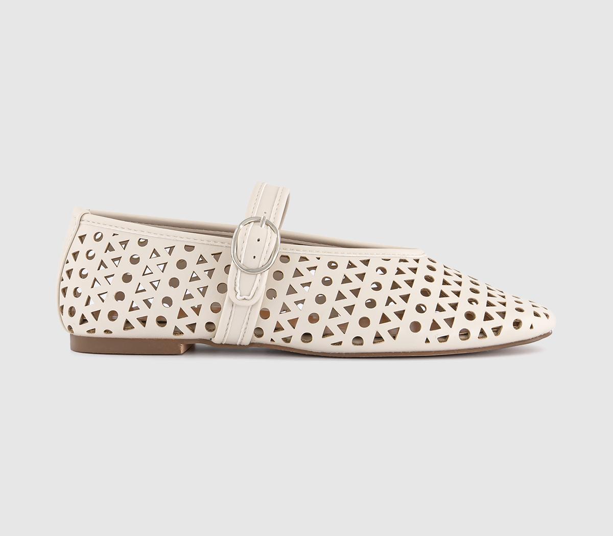 OFFICE Womens Familiar Laser Cut Mary Jane Ballet Pumps Off White, 6