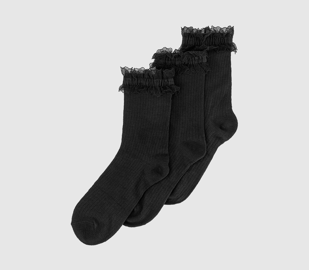 OFFICELace Hem Socks 3 Pack OFFICELace Hem Socks 3 PackBlack