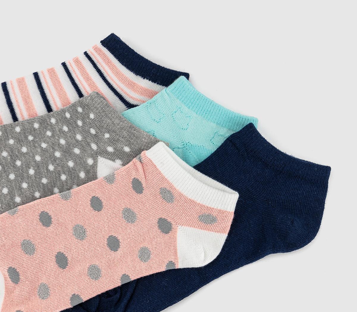 OFFICE Novelty Trainer Liner Socks 5 Pack OFFICE Novelty Trainer Liner Socks 5 Pack Multi