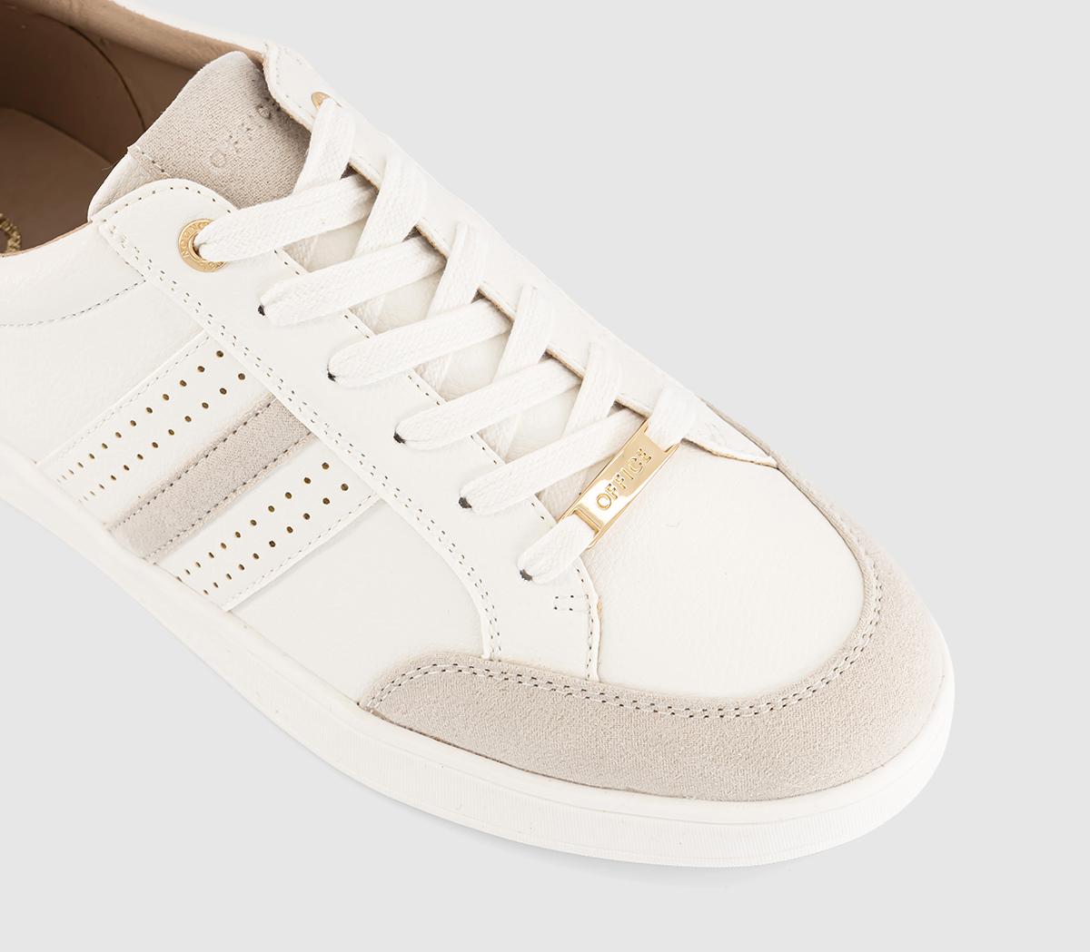 OFFICEThyme Mixed Material Slim Sole Trainers OFFICEThyme Mixed Material Slim Sole TrainersWhite