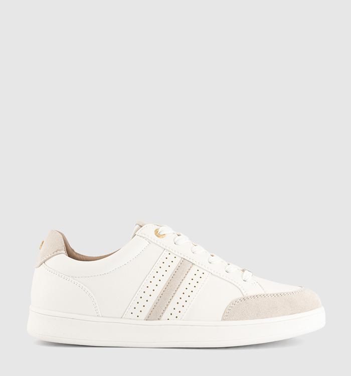 OFFICE Thyme Mixed Material Slim Sole Trainers White
