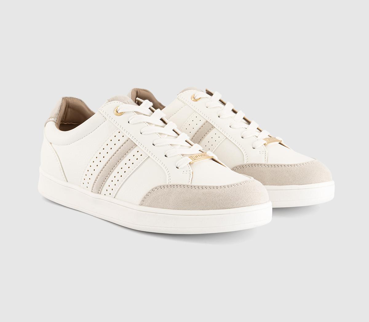 OFFICEThyme Mixed Material Slim Sole Trainers OFFICEThyme Mixed Material Slim Sole TrainersWhite