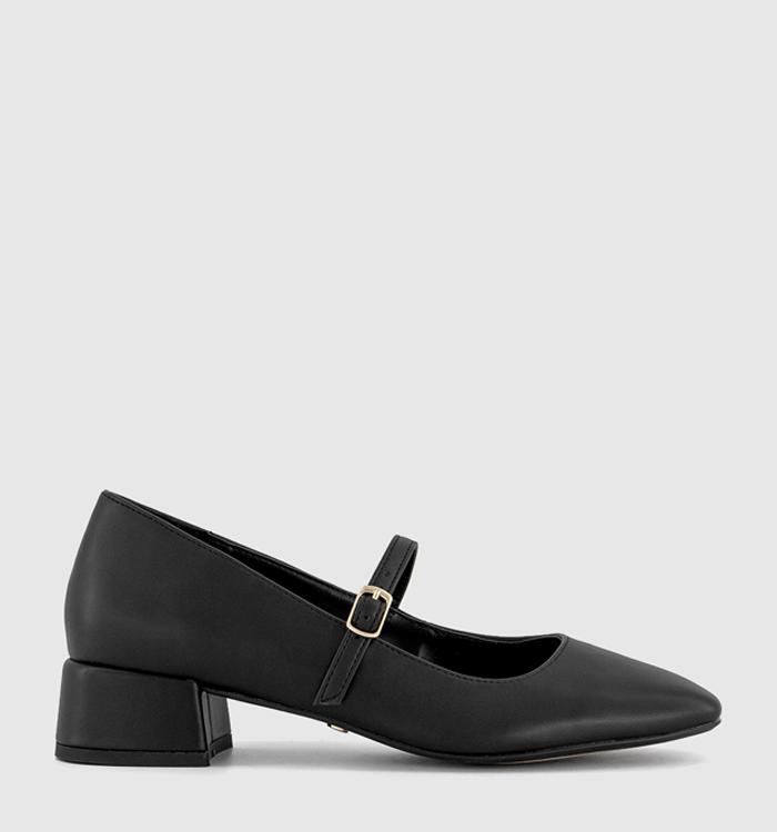 OFFICE Maddox Single Strap Mary Jane Block Heels Black