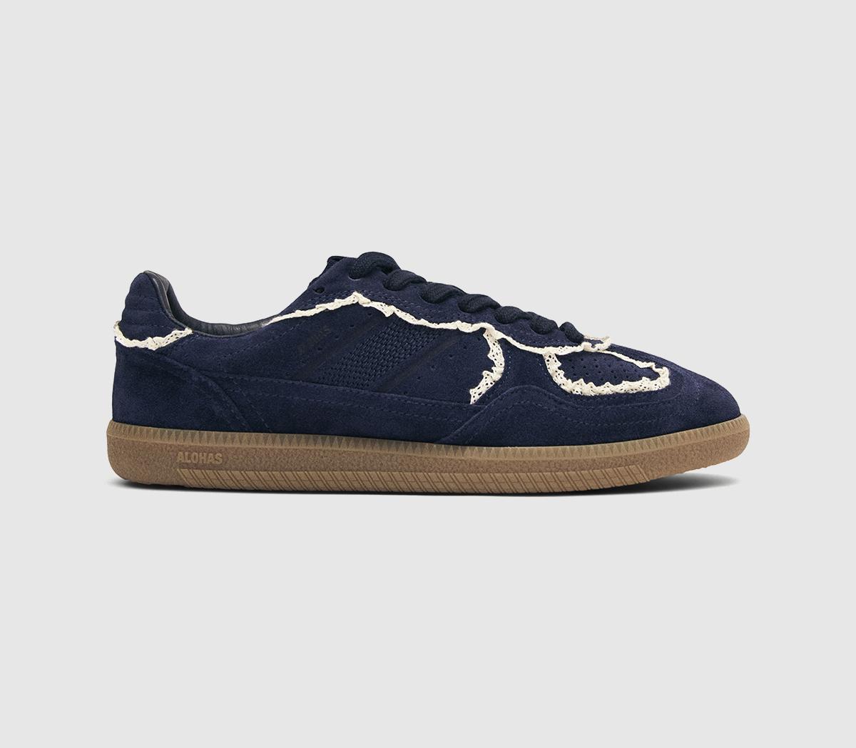 Alohas Tb490 Crochet Sneakers Navy Suede  Blue in Women's Size 6, Office Shoes