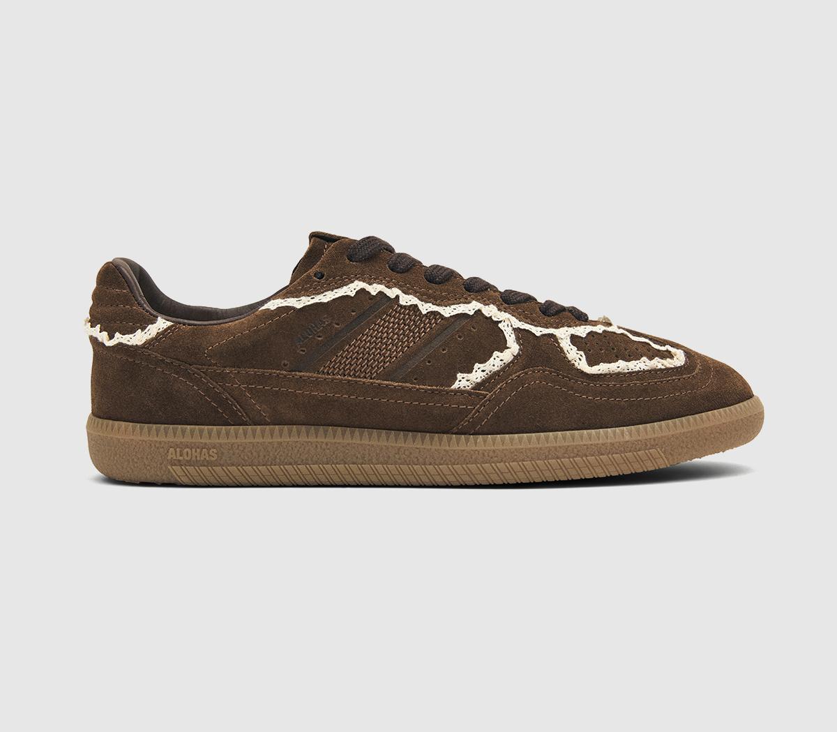 ALOHAS TB490 Crochet Sneakers Chocolate Suede - Flat Shoes for Women