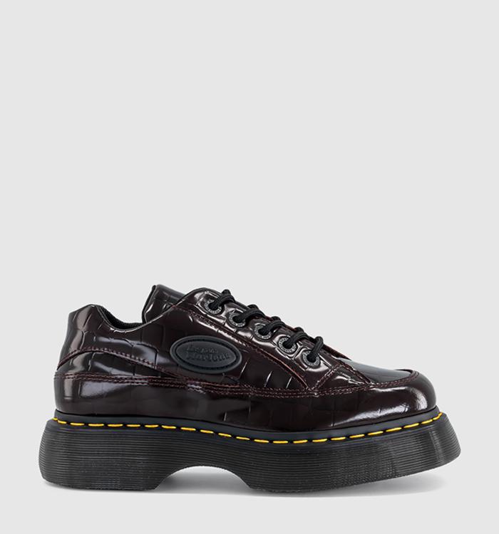 Dr. Martens Buzz 5 Eye Shoes Oxblood High Shine Croc Emboss