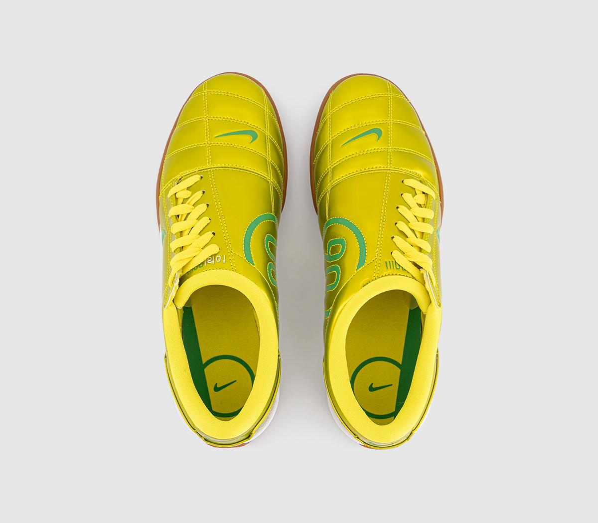 Nike T90 Trainers Dynamic Yellow Green Spark Gum Med Brown