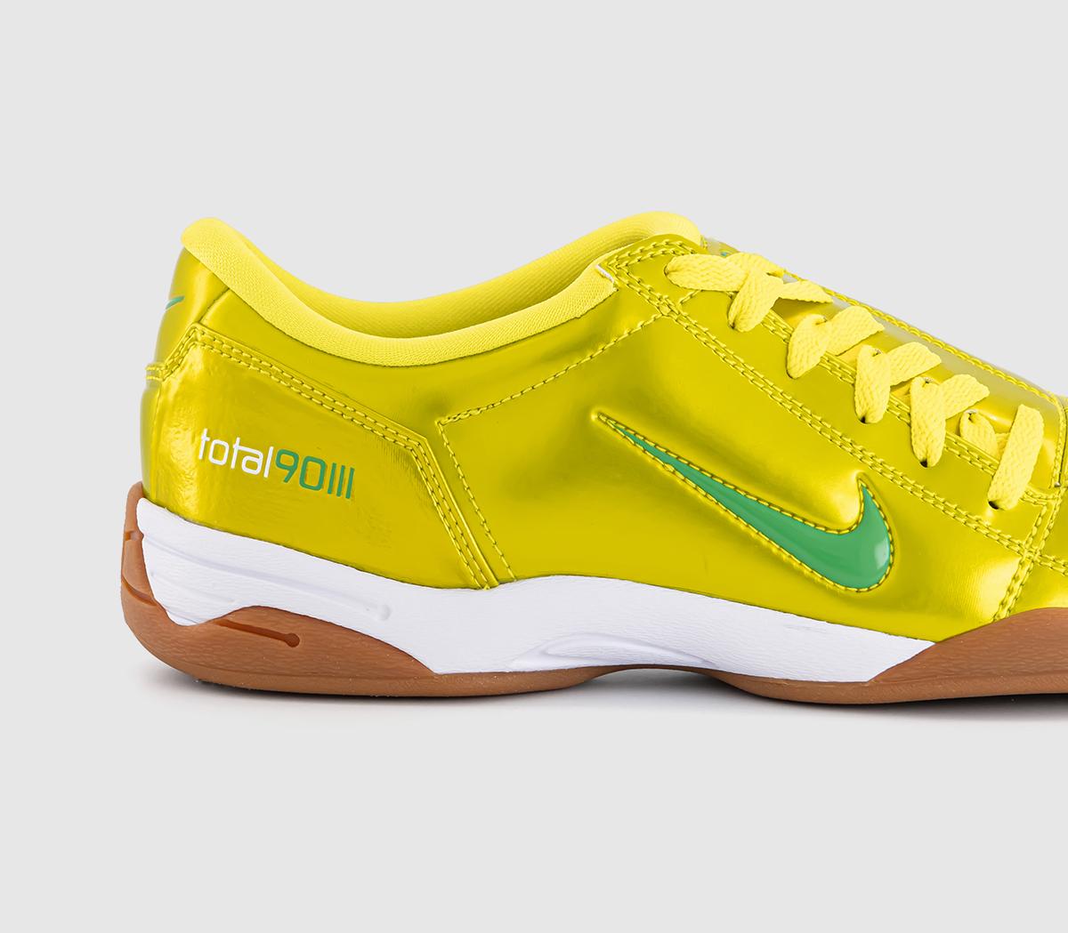 Nike T90 Trainers Dynamic Yellow Green Spark Gum Med Brown